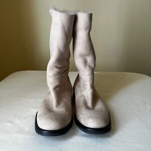 Costume National Homme Beige Suede Shearling Lined Boots Made in Italy 40.5